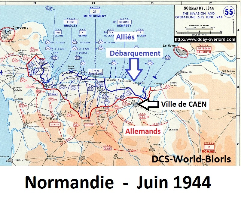 Bataille de Caen - Carte